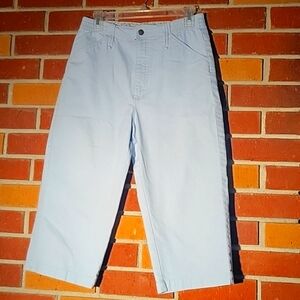Lee At The Waist Woman's Baby Blue With Elastic Waist Capris Pants, Size: 10 M